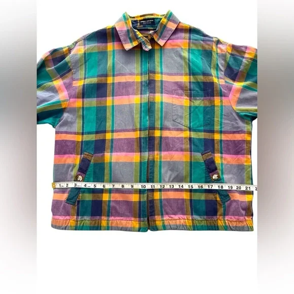Allen Solly Vintage Madras Plaid Jacket, Petite L - Picture 7 of 12